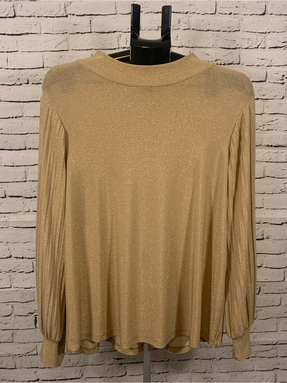 Chico's Gold Shimmer Long-Sleeve Top